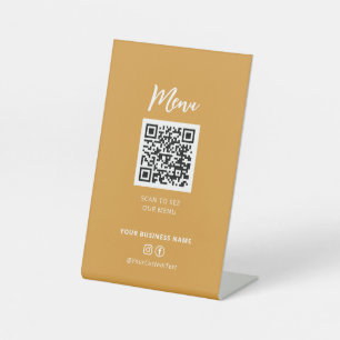 Signe De Table Menu Restaurants modernes Code QR Social Media Sig