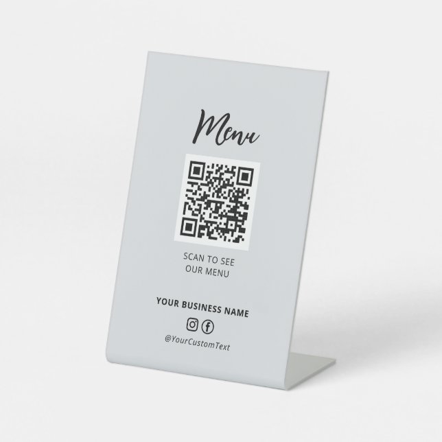 Signe De Table Menu Restaurants modernes Code QR Social Media Sig (Recto)
