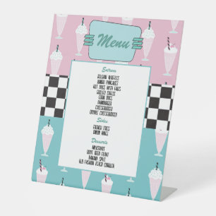 Signe De Table Menu Retro les années 50 Birthday Party
