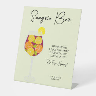 Signe De Table Menu Sangria Bar, Mariage, Fête des mariées ou Par