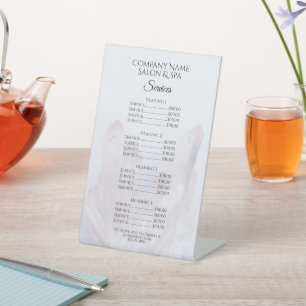Signe De Table Menu Services Salon Spa de cristaux violets clairs