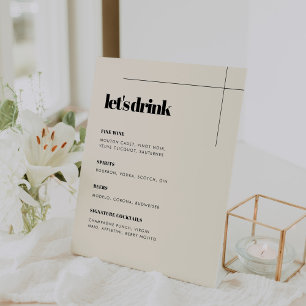 Signe De Table Menu simple élégant et chic de la mariage Bar