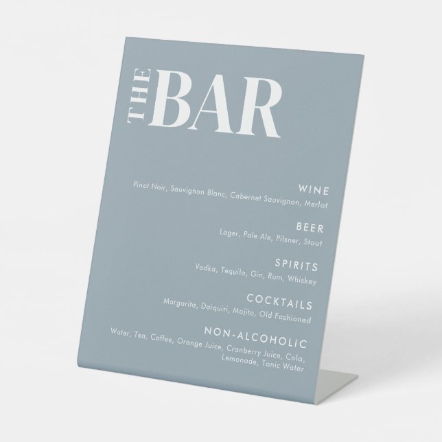Signe De Table Menu simple et moderne de la barre Mariage (Recto)