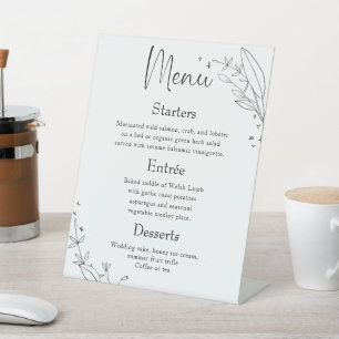 Signe De Table Menu Simple Floral Line Art Mariage Diner Menu