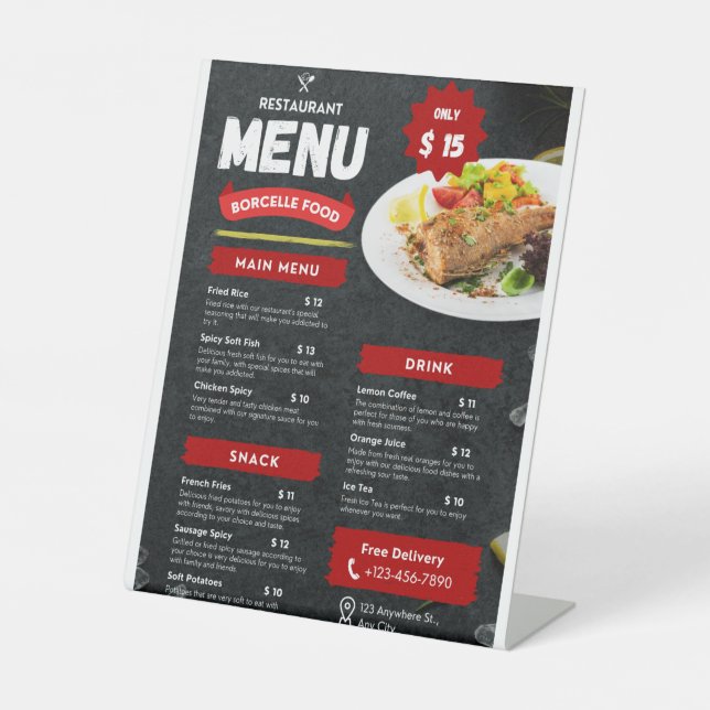 Signe De Table Menus alimentaires (Recto)