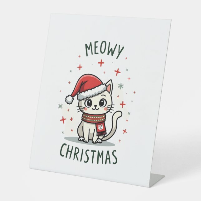 Signe De Table Meowy Christmas Cat Lover Funny Festive Holidays C (Recto)