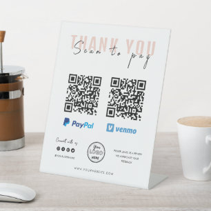 Signe De Table Merci Analyser pour payer Logo Code QR Paiement