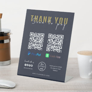 Signe De Table Merci Analyser pour payer Logo Code QR Paiement Ma
