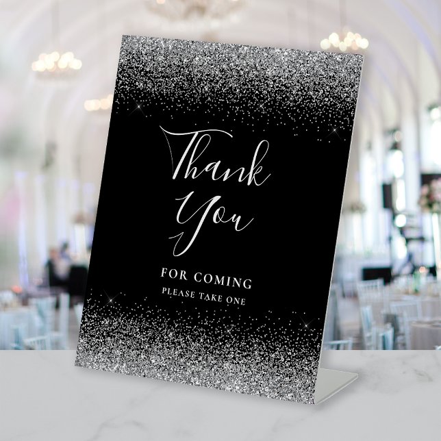 Signe De Table Merci de Mariage de Parties scintillant d'argent n (Créateur téléchargé)