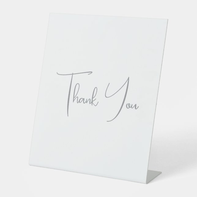 Signe De Table Merci gris manuscrit classique blanc chic (Recto)