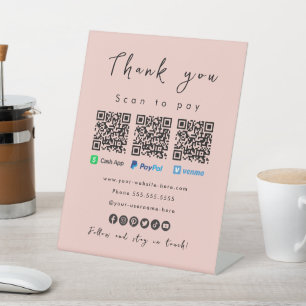 Signe De Table Merci Paypal Cash App Venmo Blush rose