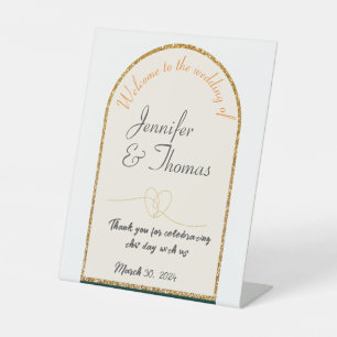 Signe De Table Merci pour célébrer notre mariage/or