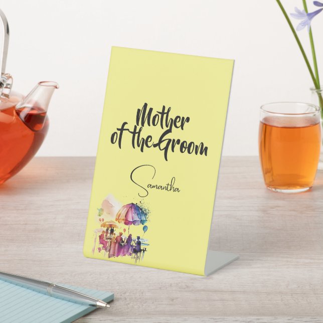 Signe De Table Mère de la pièce - texte modifiable sur jaune pâle (In SItu)