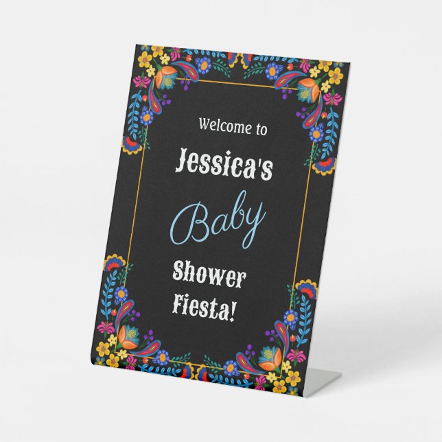 Signe De Table Mexican Fiesta Floral Baby Shower Invitation (Recto)