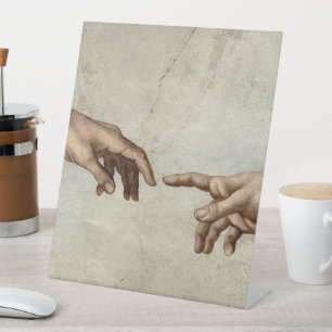 Signe De Table Michaelangelo mains création adam dieu