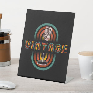 Signe De Table Microphone de Musique Chanson Vintage 