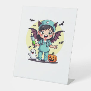 Signe De Table Mignonne petite infirmière sorcière Halloween Prem