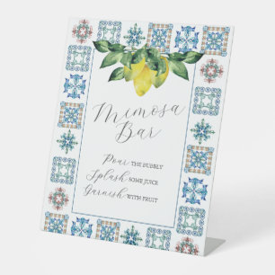 Signe De Table Mimosa Bar Citron bleu et jaune