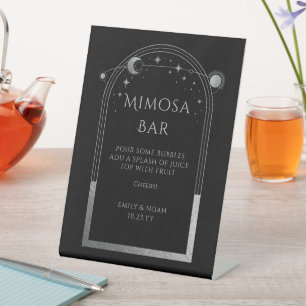 Signe De Table Mimosa Bar Mystical Black Argent Sun Moon Stars