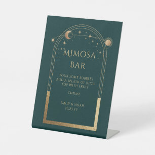 Signe De Table Mimosa Bar Mystical Green Gold Sun Moon Stars