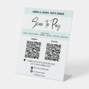 Signe De Table *~* MINIMAL - 2 QR PAIEMENT - Table de table Tente