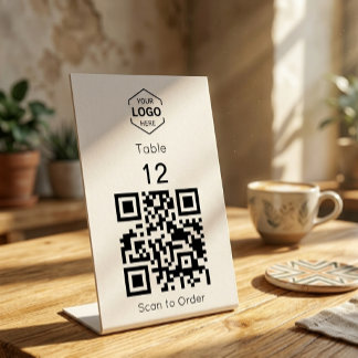 Signe De Table Minimal Digital Scan to Order QR Code Table Number