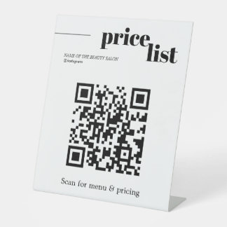 Signe De Table Minimalist Black White Bold QR Code Salon