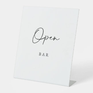 Signe De Table Minimalist Open Bar Sign Modern Elegant Wedding 