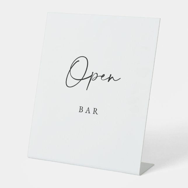 Signe De Table Minimalist Open Bar Sign Modern Elegant Wedding  (Recto)