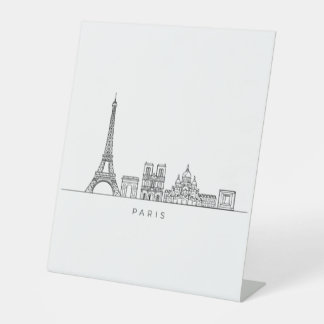 Signe De Table Minimalist Paris Skyline Line Art