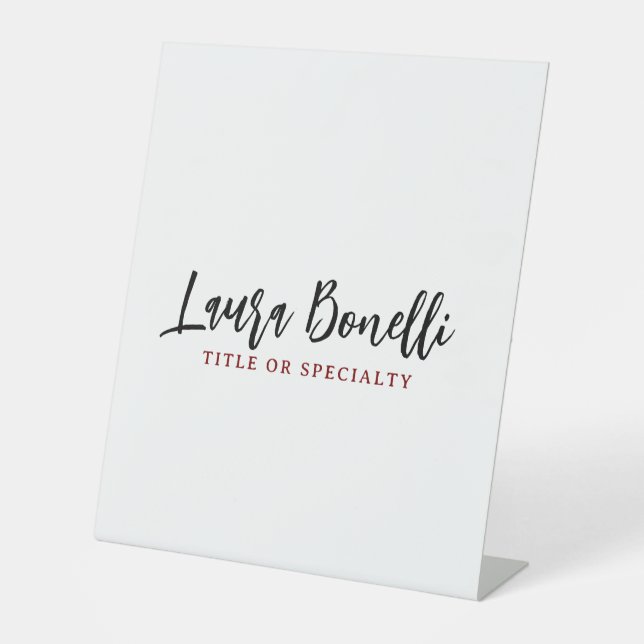 Signe De Table Minimalist Professional Handwrite Plain Name Title (Recto)
