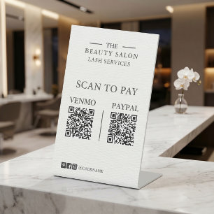 Signe De Table Minimaliste Dual QR Code Serif Editorial · Lash