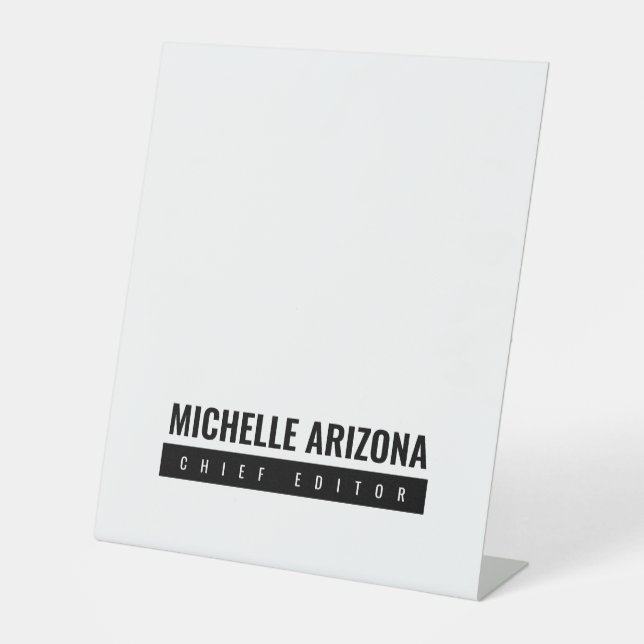 Signe De Table Minimaliste noir & blanc professionnel moderne (Recto)