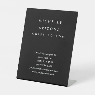 Signe De Table Minimaliste noir professionnel moderne