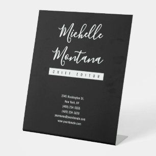 Signe De Table Minimaliste noir professionnel moderne