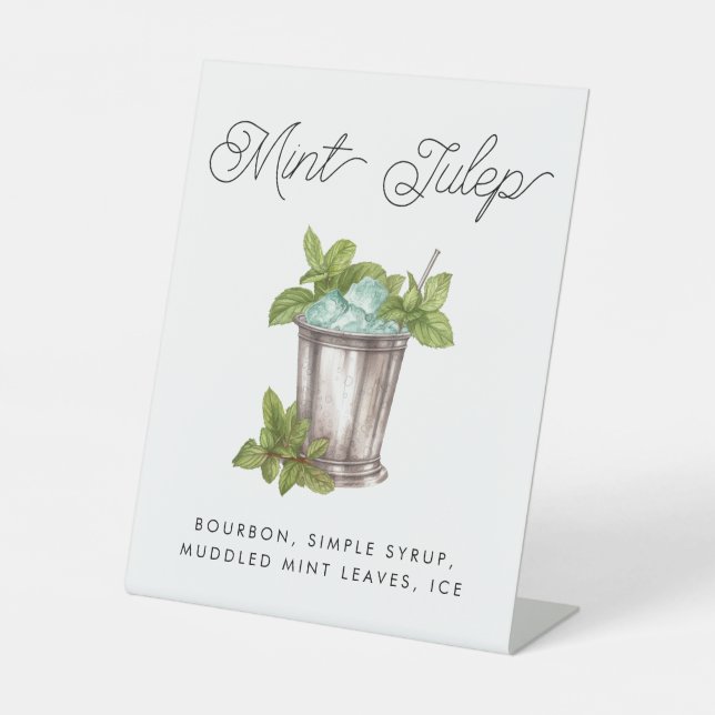 Signe De Table Mint Julep Horse Race Derby Cocktail personnalisé (Recto)