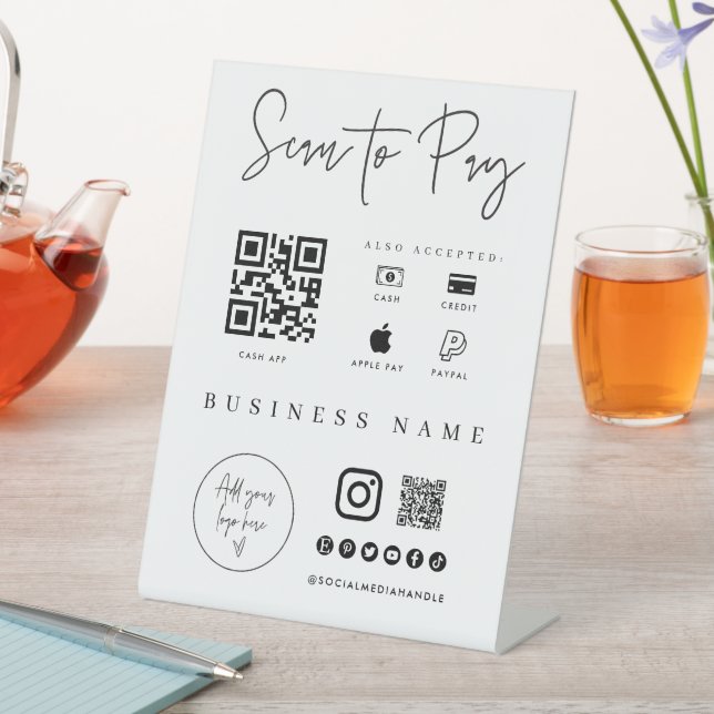 Signe De Table Mobile Checkout Scan QR Code Sign Small Business (In SItu)