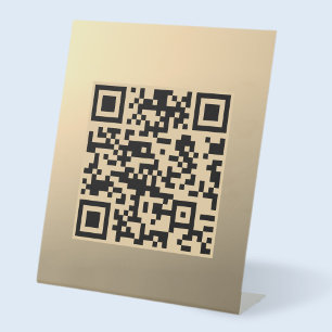 Signe De Table Modèle de code QR immédiatement modifiable   Or Fa