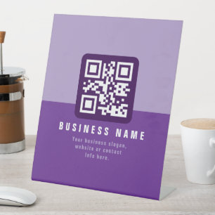 Signe De Table Modèle de code QR moderne modifiable Purples