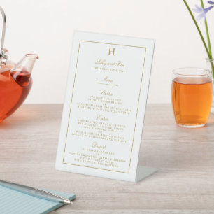 Signe De Table Modèle de menu Chic White & Gold Mariage