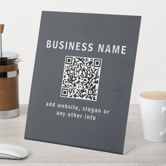 Signe De Table Modèle simple pour votre code QR | Gris charbon (In SItu)