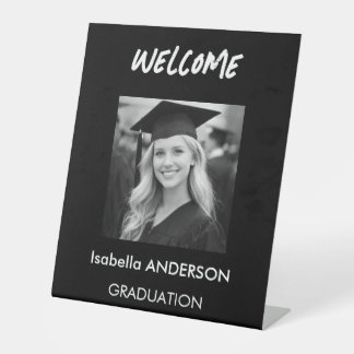 Signe De Table Modern Black and White Graduation Party