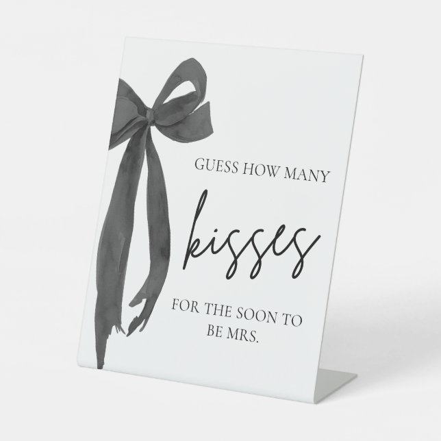 Signe De Table Modern Black Bow Devine Combien De Baisers Jeu (Recto)