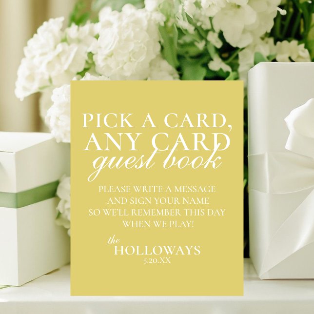 Signe De Table Modern Elegant Chartreuse Playing Card Guest Book (Modern Elegant Chartreuse Playing Card Guest Book Pedestal Sign)