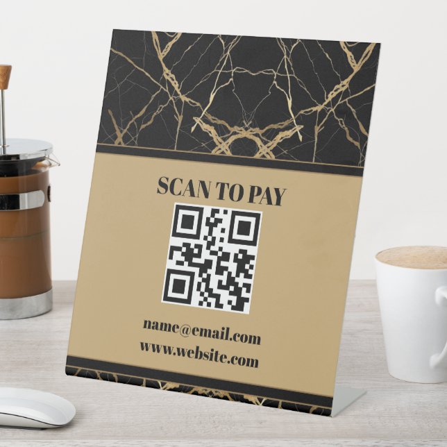 Signe De Table Modern Gold & black Marble  Minimalist Luxury  (In SItu)