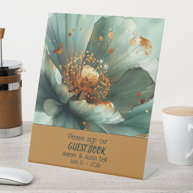 Signe De Table Modern Minimalist Emerald and White Wedding  (In SItu)