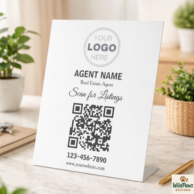 Signe De Table Modern Minimalist Real Estate Listing Scan (Modern Minimalist Real Estate Listing Scan Pedestal Sign
)