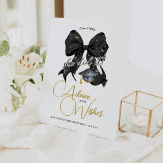 Signe De Table Moderne Black Gold Bow Graduation Conseils et souh