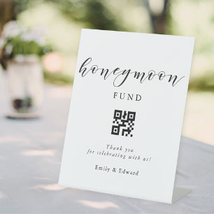 Signe De Table Moderne Calligraphie Lune de miel Fonds QR Code Ma