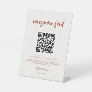 Signe De Table Moderne élégant rose neige Honeymoon fund Code QR